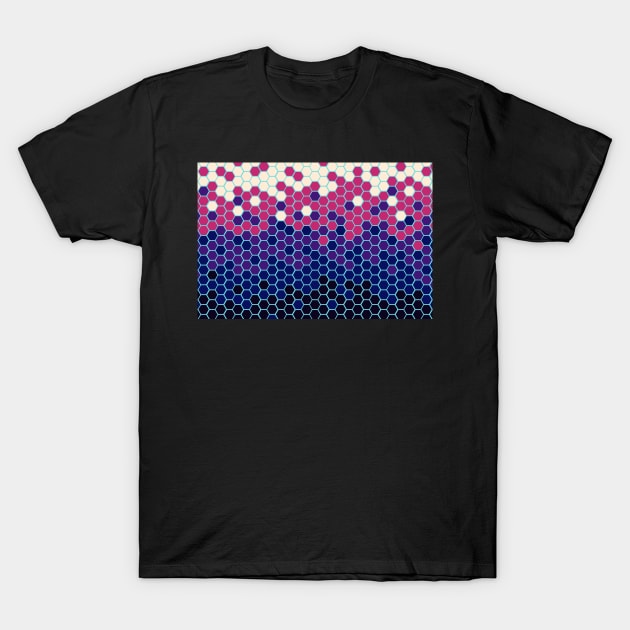 night sky sundawn geometric hexagon honeycomb pattern T-Shirt by LiquidLine